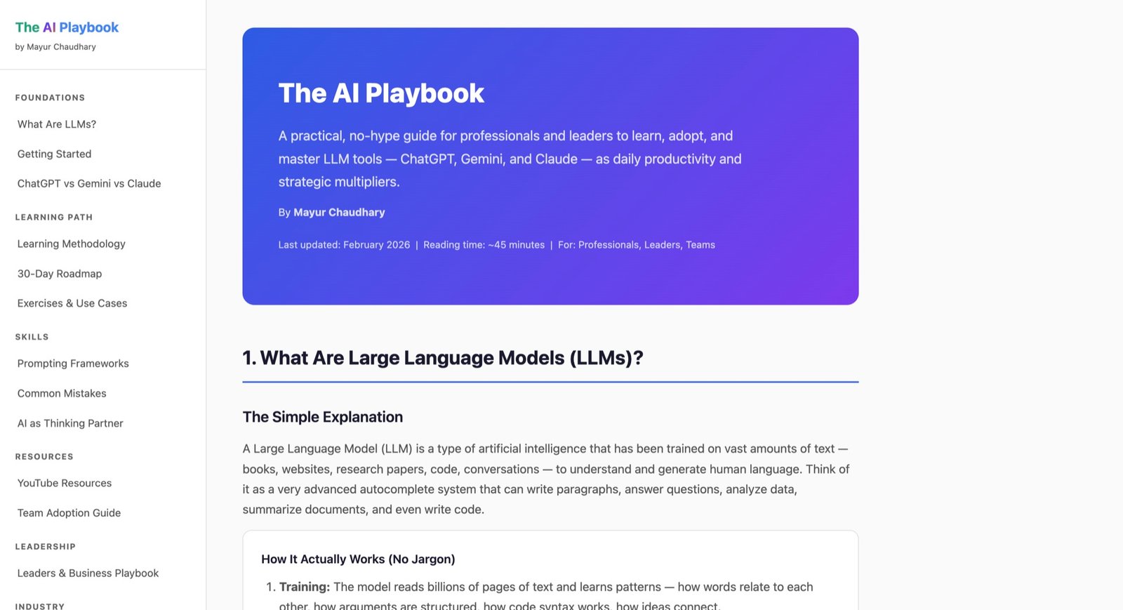 The AI Playbook, practical AI guide for professionals and leaders